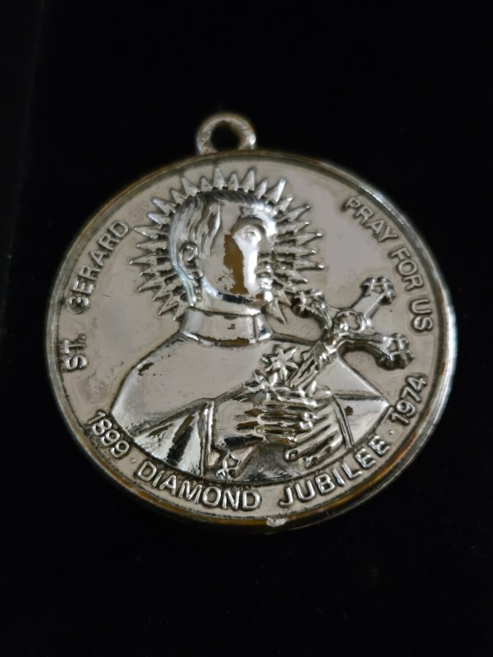 Vintage St. Gerard Non Metal Round Pendant 1.5'' Double sided